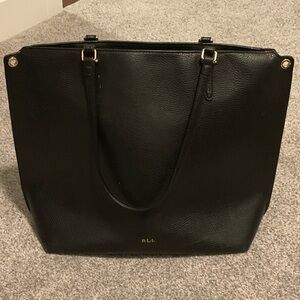Lauren Ralph Lauren Black Tote Bag with Gold Accents